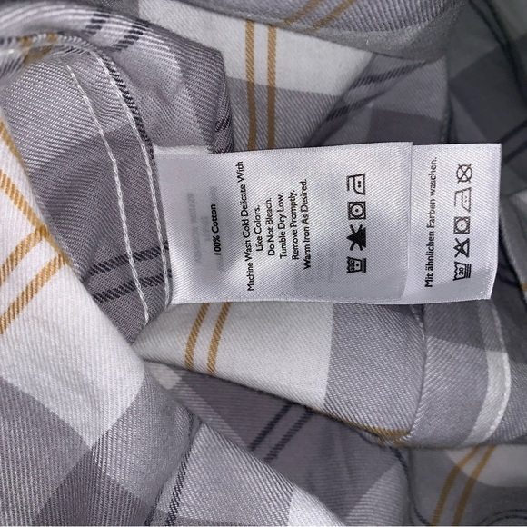 EDDIE BAUER Plaid Flannel Shirt Womens Large Grey Western Country Fall Cozy Soft - Picture 6 of 9
